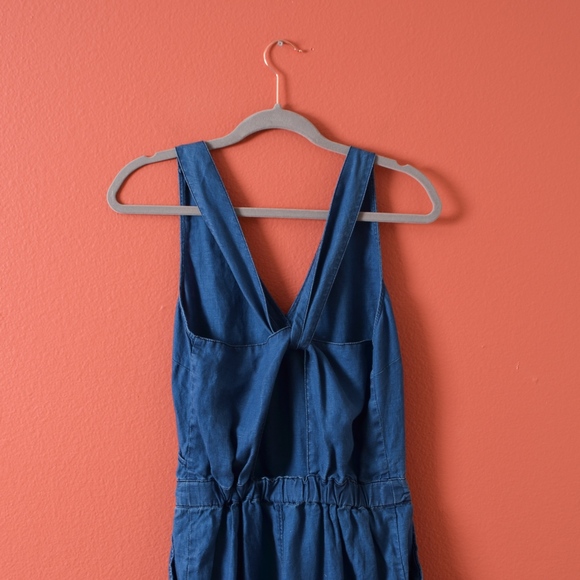 Madewell Crossback Linen Indigo Jean Jumpsuit 0 - Picture 6 of 8